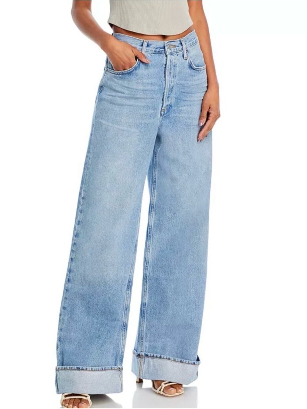 Agolde Light Wash Wide Leg Jeans
